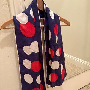 Polka Dot Scarf – Navy Blue with Red & White | 51” Long